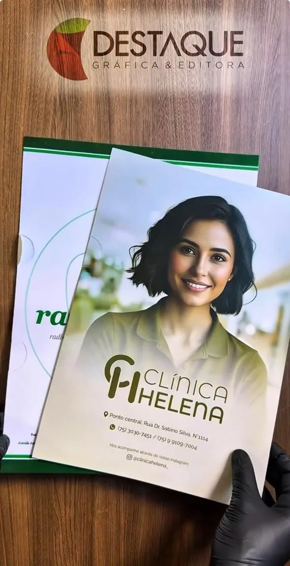 Pasta impressa pela Destaque para a Clínica Helena